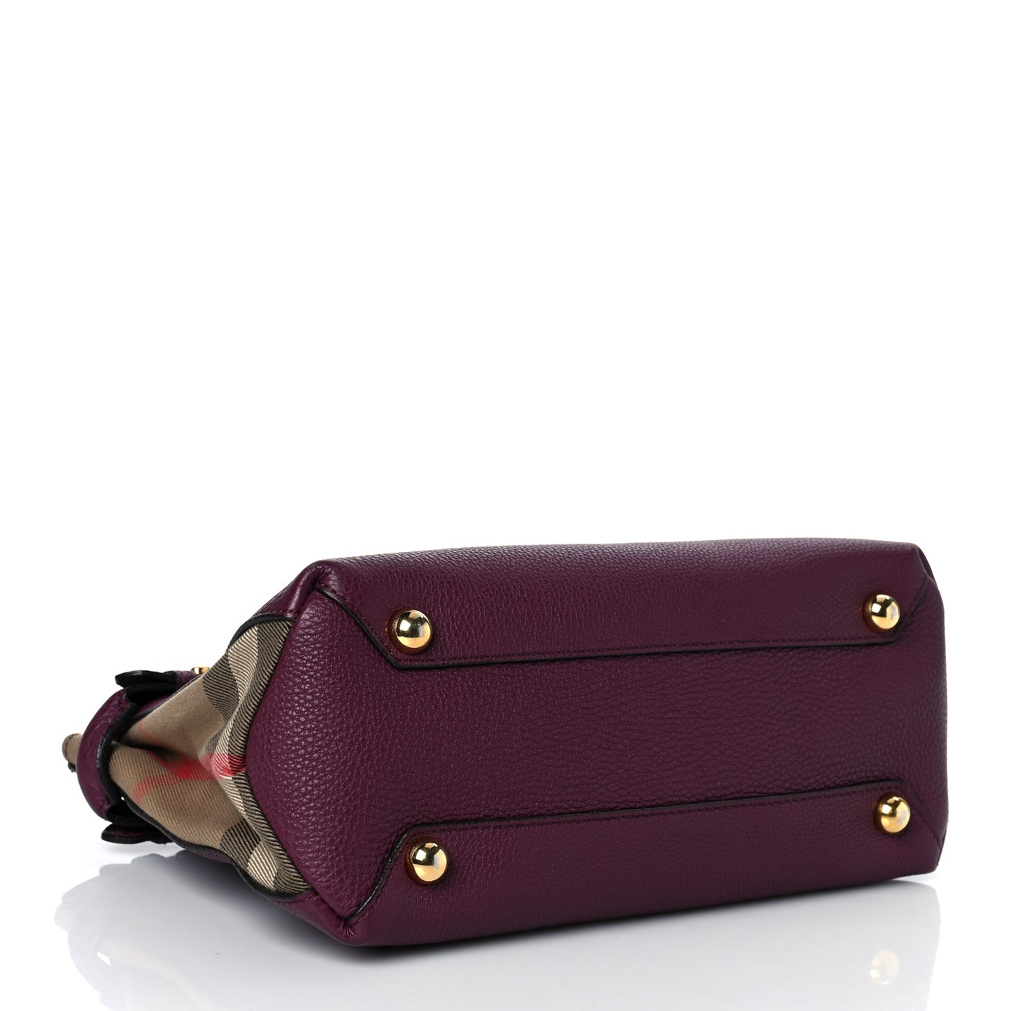 Grainy Calfskin House Check Small Banner Tote Mahogany Red