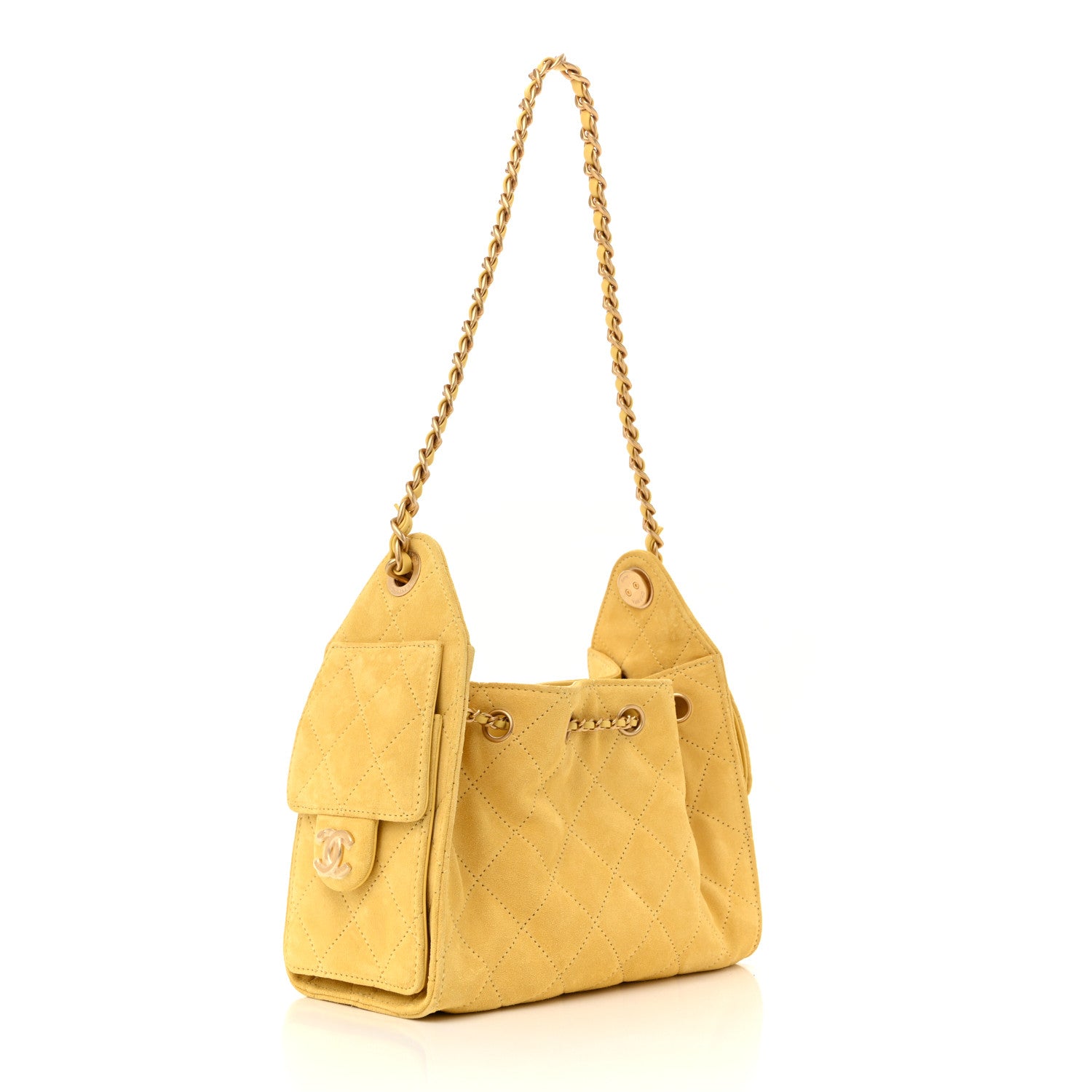 Chanel Suede Quilted Mini Chanel 25 Handbag Yellow 5 of 19