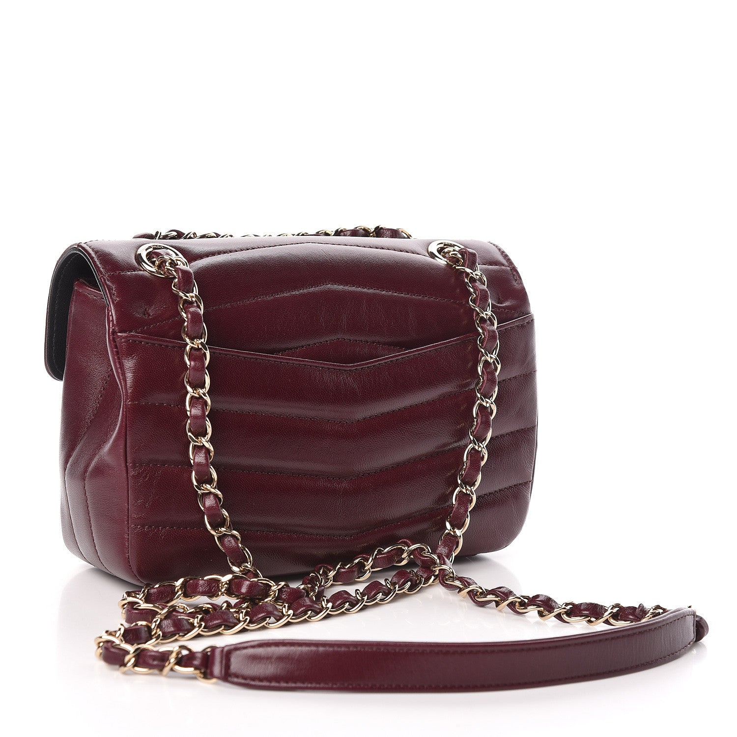 Chanel Shiny Lambskin Quilted Small Chevron Miroir Burgundy 3 of 12