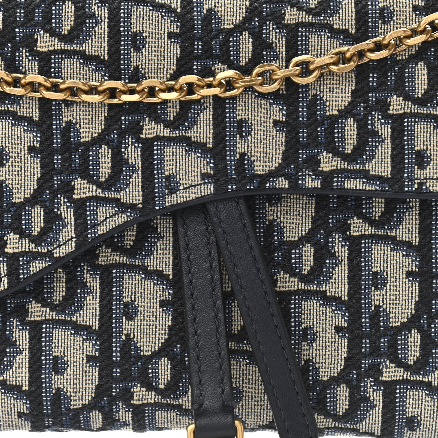 Christian Dior Oblique Saddle Chain Long Wallet Blue 9 of 12