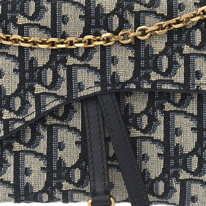 Christian Dior Oblique Saddle Chain Long Wallet Blue 9 of 12
