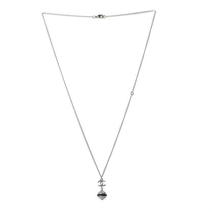 Chanel Crystal CC Drop Pendant Necklace Silver 2 of 3