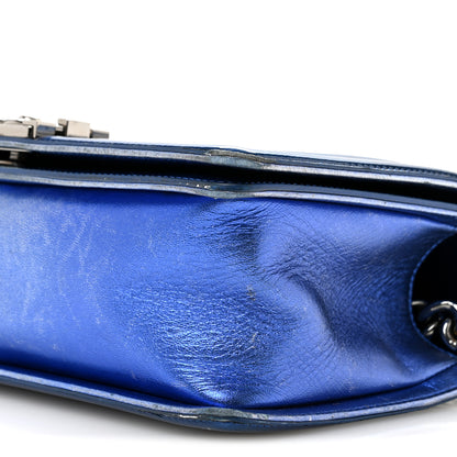 Chanel Metallic Patent Quilted Medium Boy Flap Blue 10 of 15