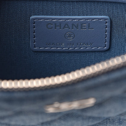 Chanel Denim Chain Around Quilted Medium Cosmetic Case Blue 8 of 9