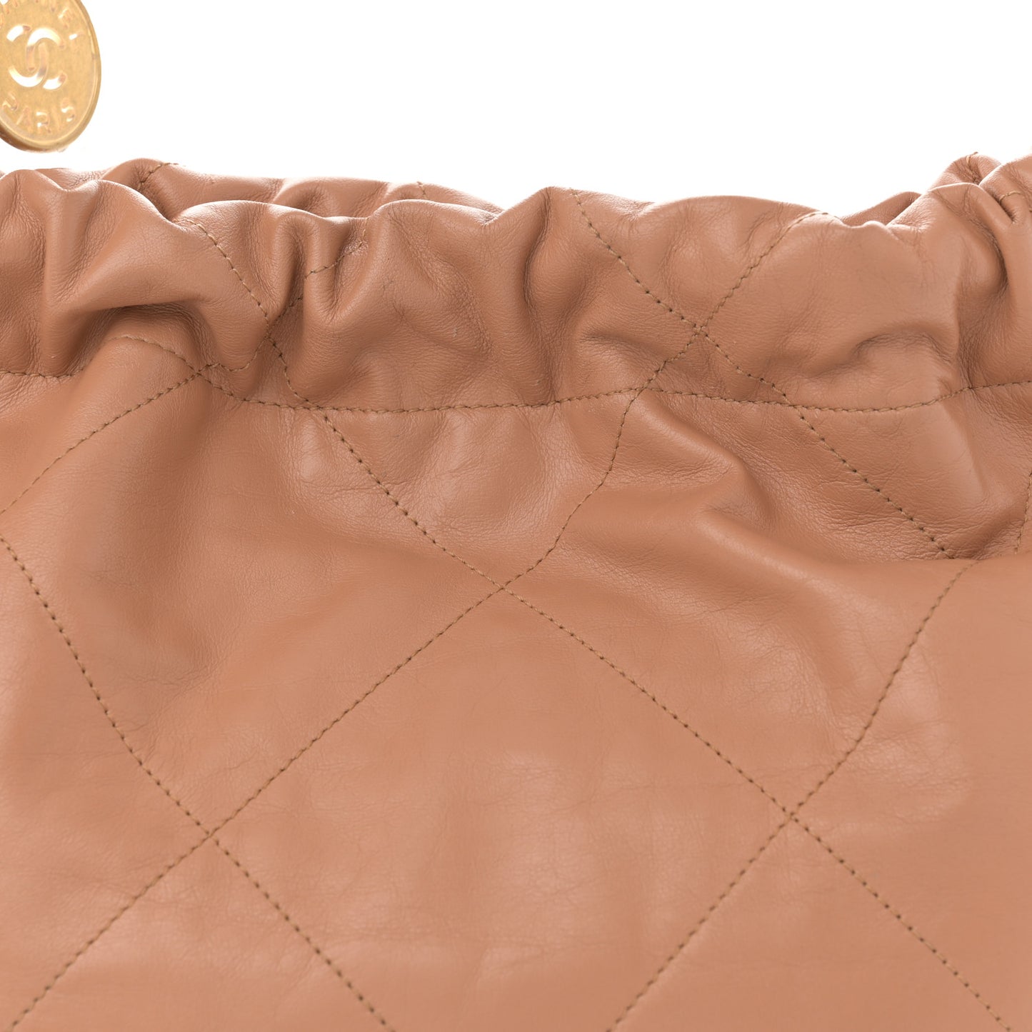 Shiny Calfskin Quilted Small Chanel 22 Beige