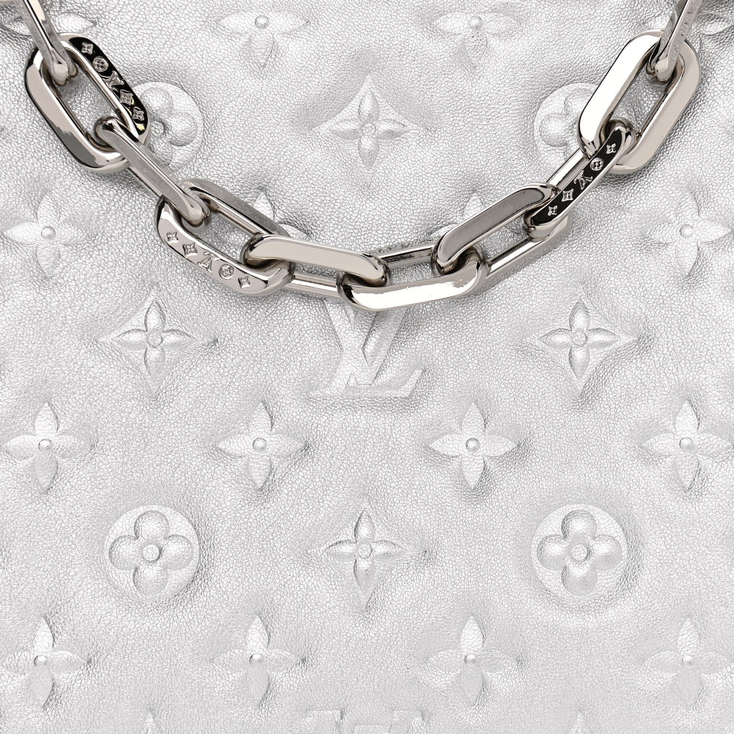 Louis Vuitton Metallic Lambskin Embossed Monogram Coussin PM Silver 8 of 10