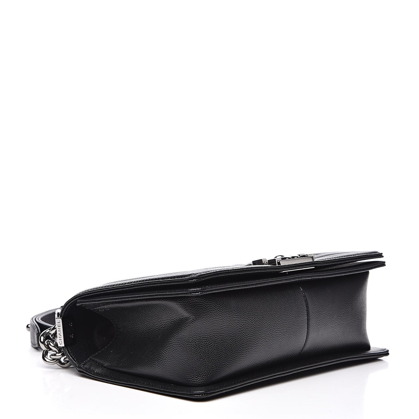 Caviar Chevron Quilted Medium Boy Flap Black