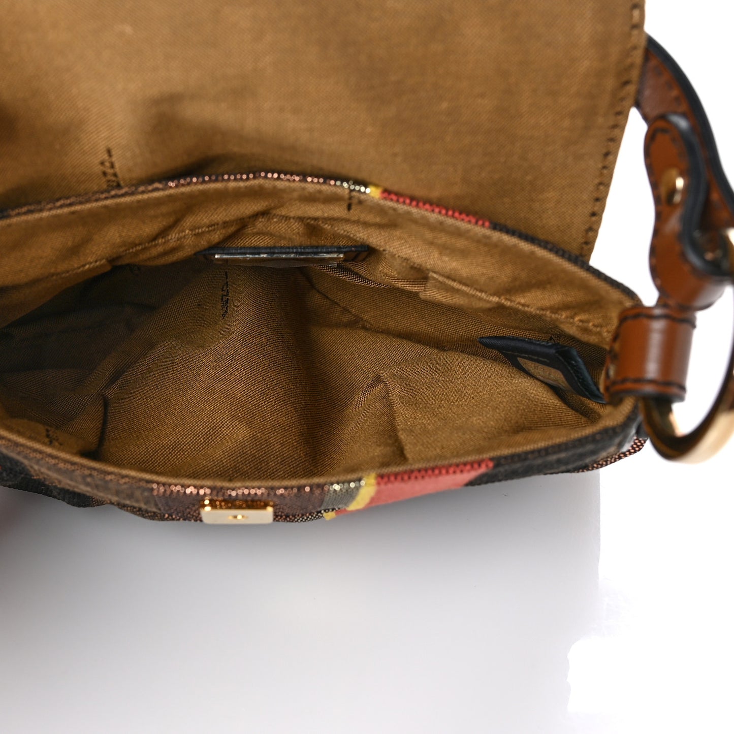 Canvas Striped Mini Chef Lock Bag Brown Multicolor