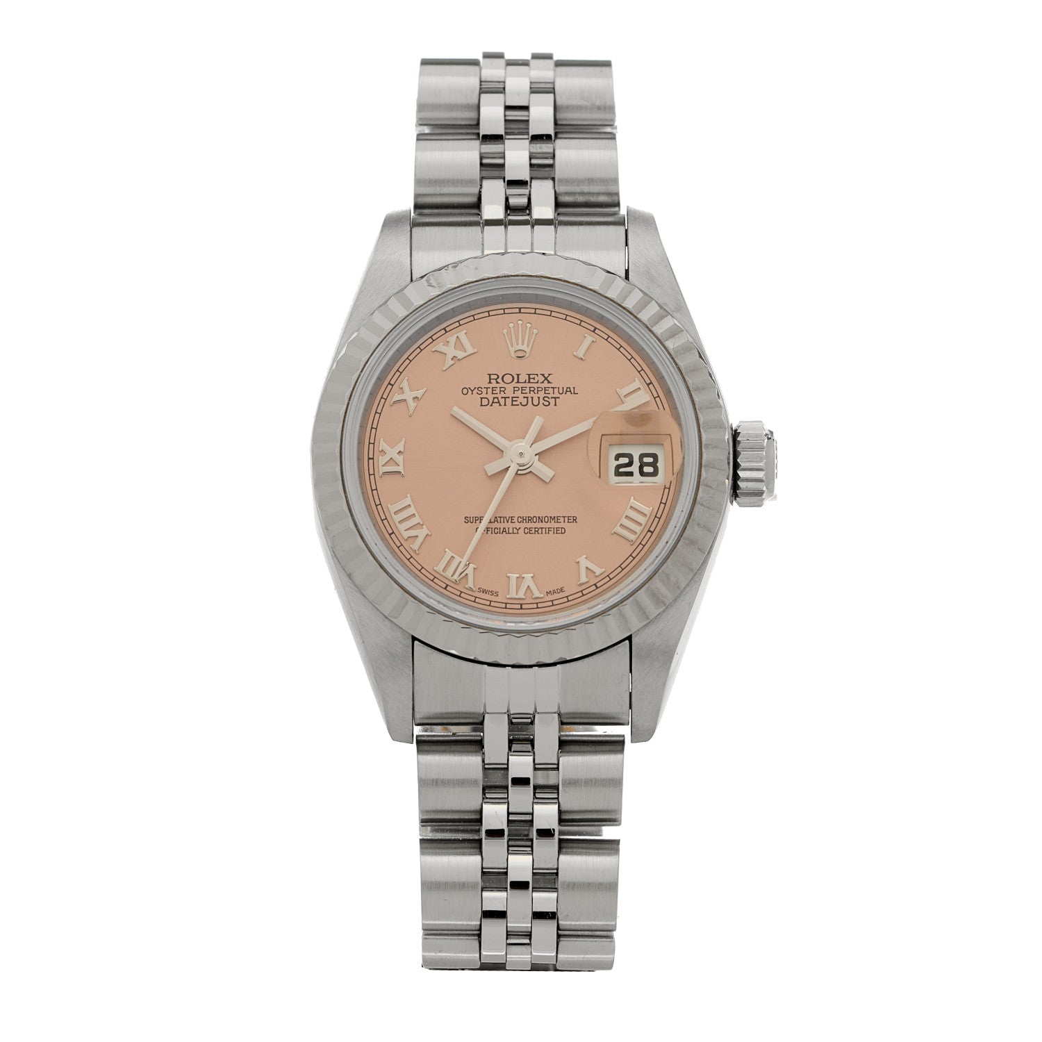 Rolex Stainless Steel 26mm Oyster Perpetual Datejust Watch Pink Roman 79174 1 of 4