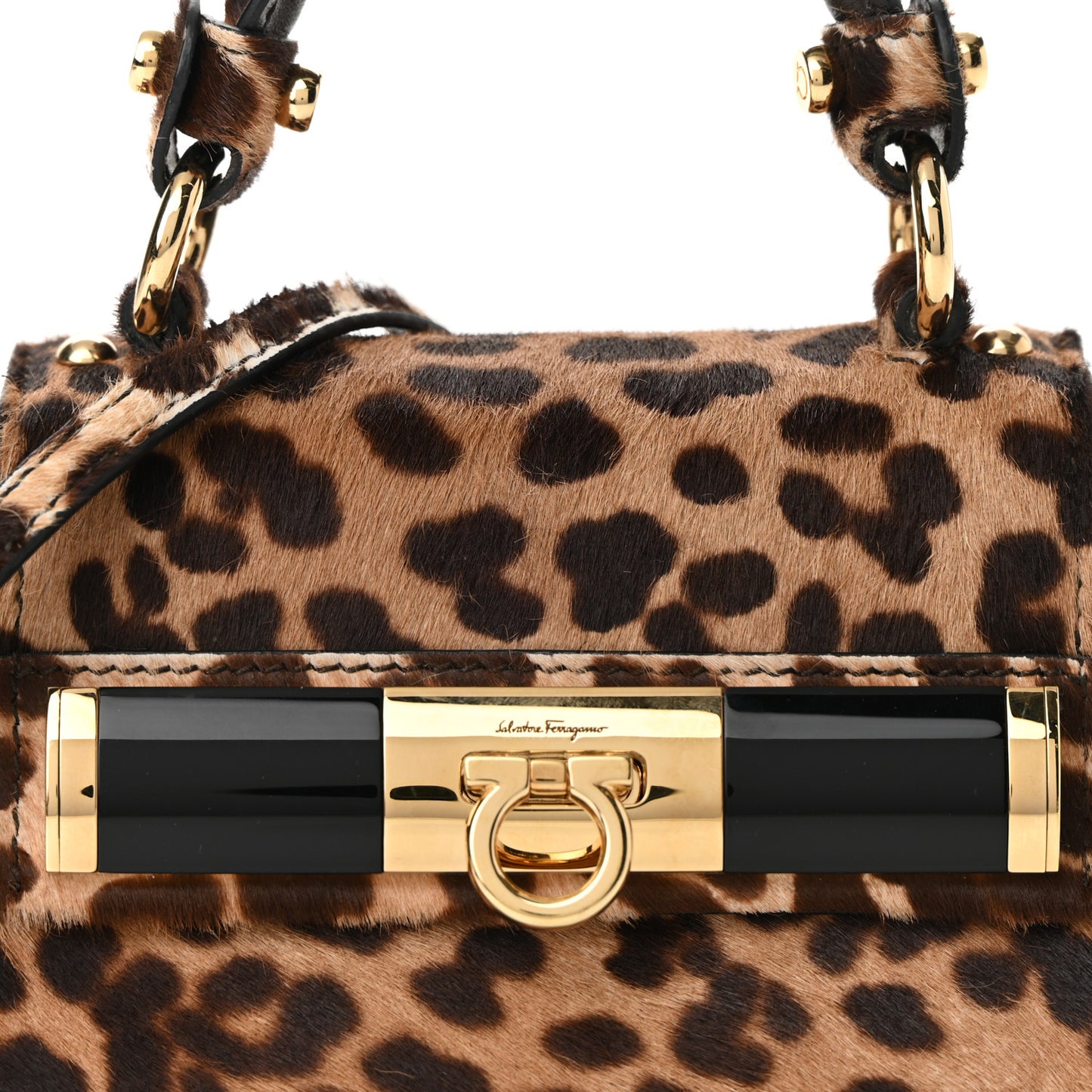 Pony Hair Leopard Print Sofia Satchel Brown