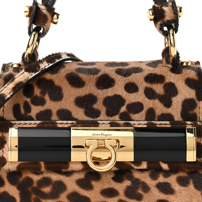 Salvatore Ferragamo Pony Hair Leopard Print Sofia Satchel Brown 7 of 9