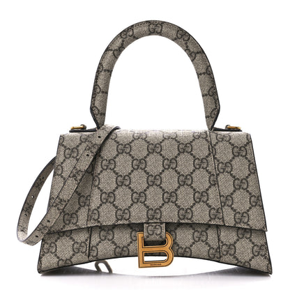 Balenciaga X GUCCI GG Supreme Monogram Small Hourglass Top Handle Bag Beige Ebony 1 of 12