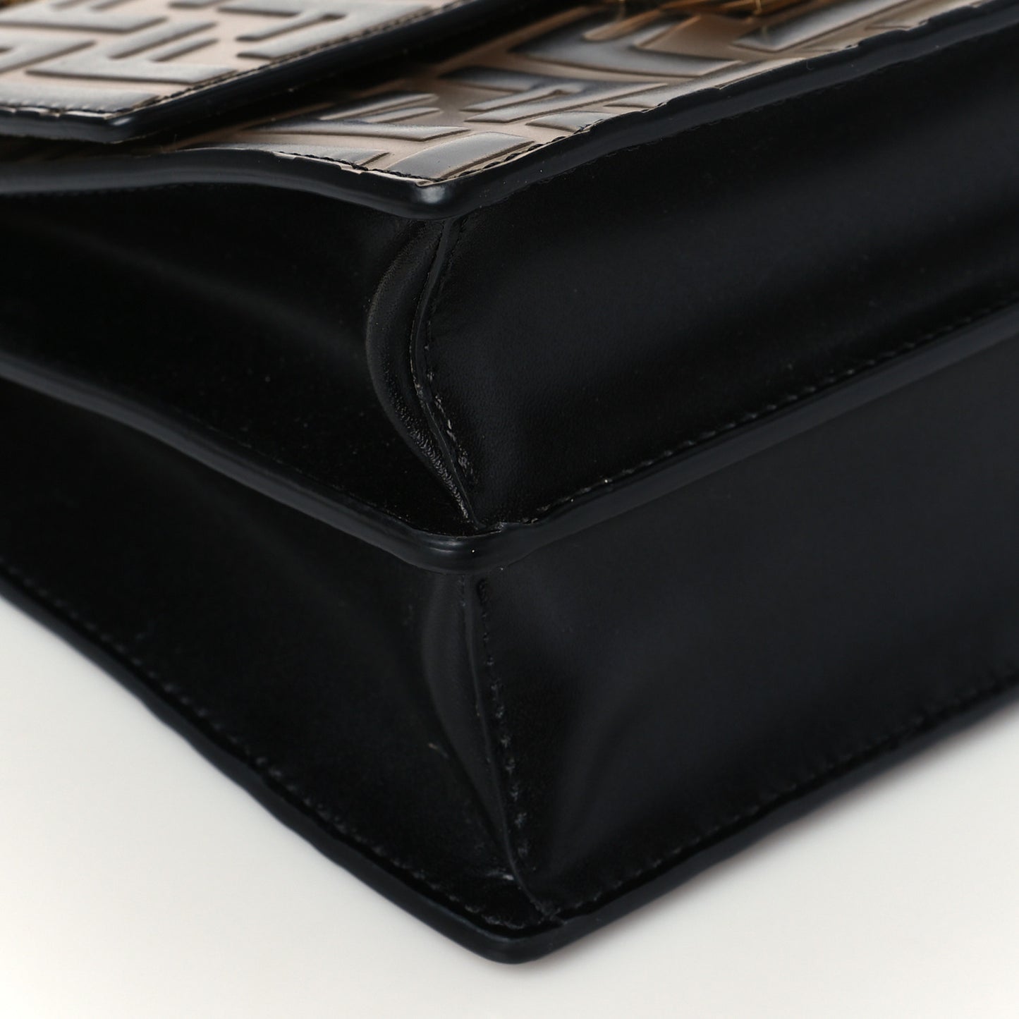 Vitello Liberty Bi-Color FF 1974 Embossed Small Kan U Shoulder Bag Maya Black