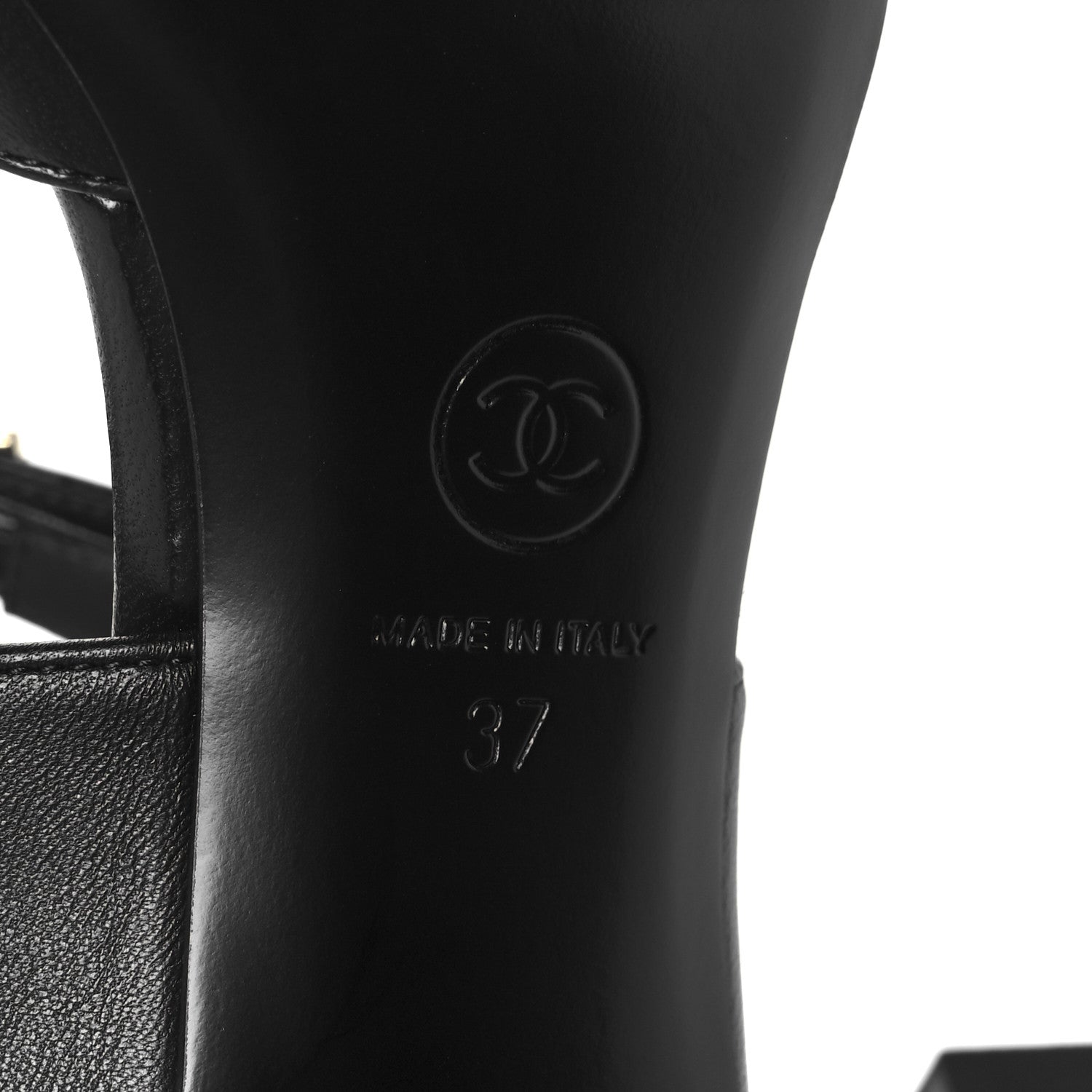 Chanel Lambskin CC Strappy Sandal 37 Black 7 of 9