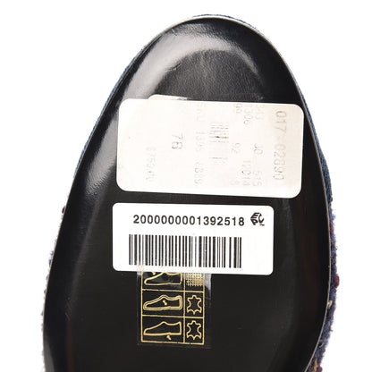 Chanel Tweed Flannel Cap Toe Ballerina Flats 37 Navy 9 of 10