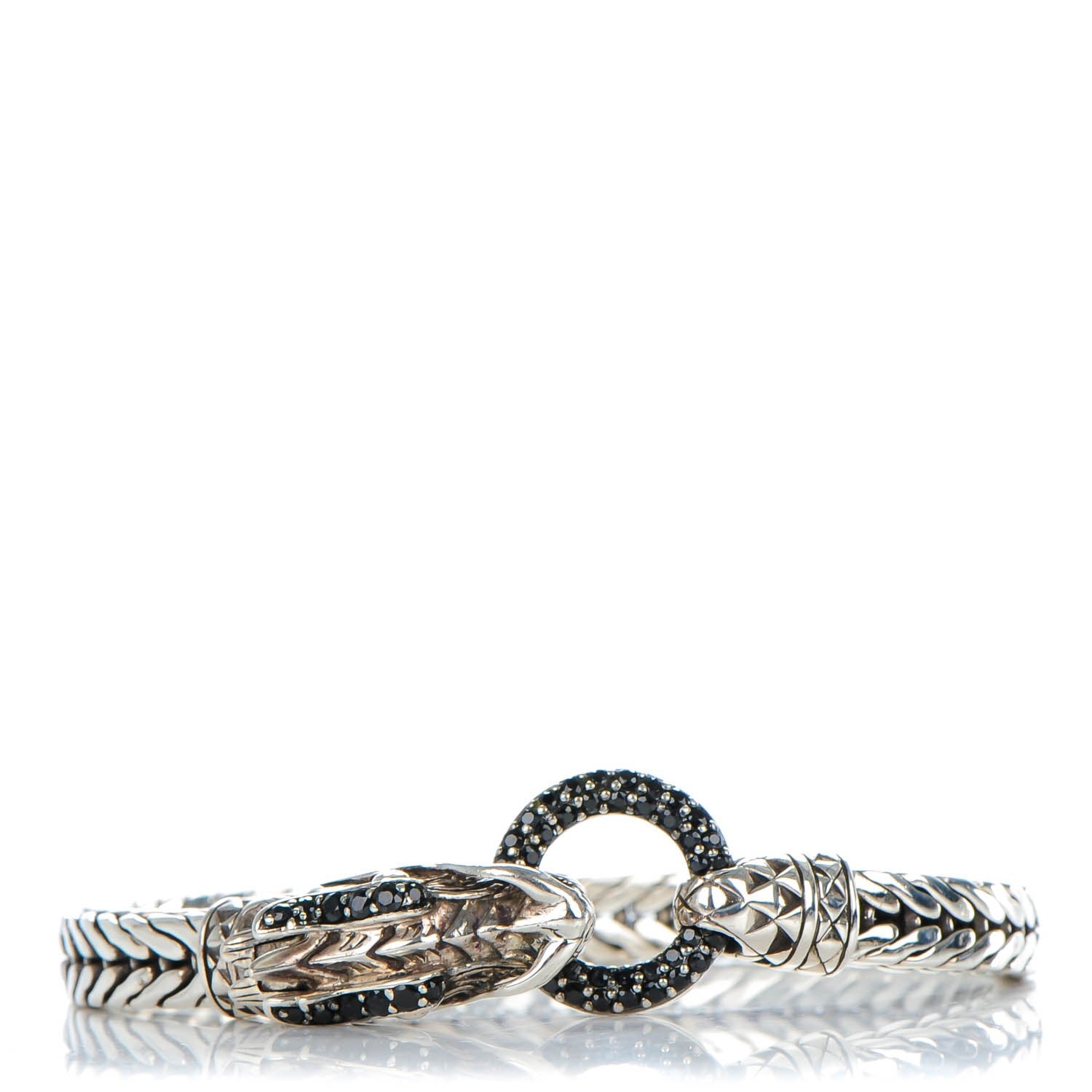 John Hardy Sterling Silver Black Sapphire Naga Dragon Head Bracelet M 6 of 11