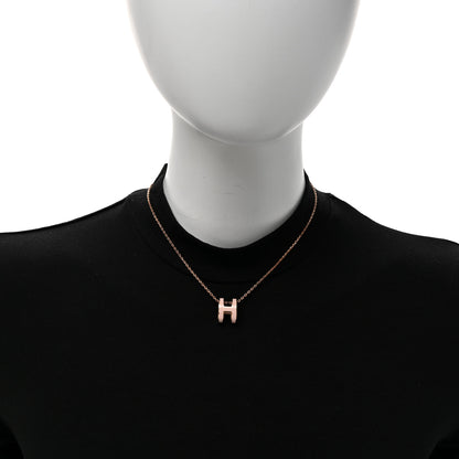 Hermes Lacquered Rose Gold Pop H Pendant Necklace Rose Dragee 2 of 7