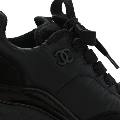 Chanel Nylon Suede Calfskin CC Sneakers 35 Black 8 of 11