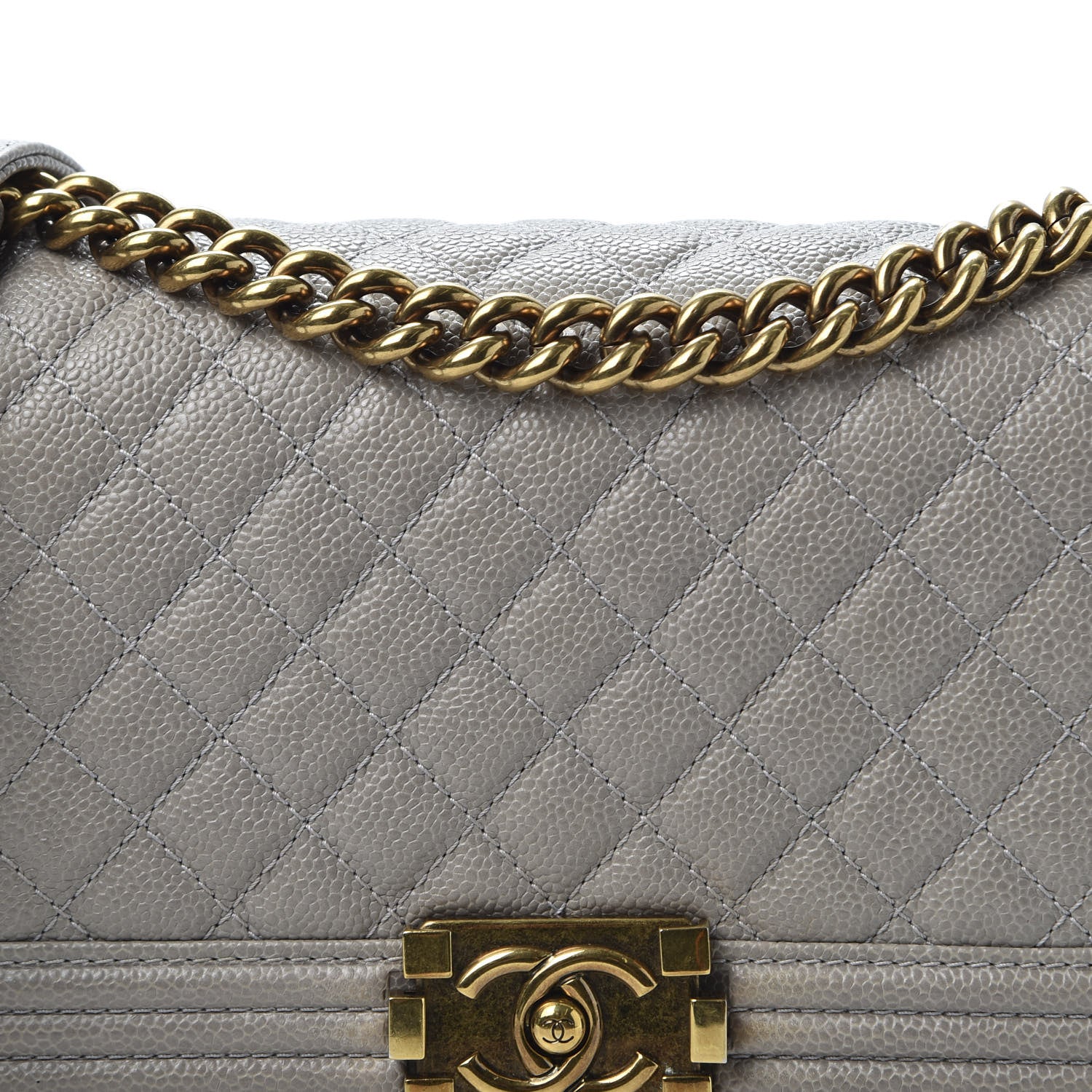 Chanel Caviar Quilted Medium Boy Flap Dark Beige 13 of 14