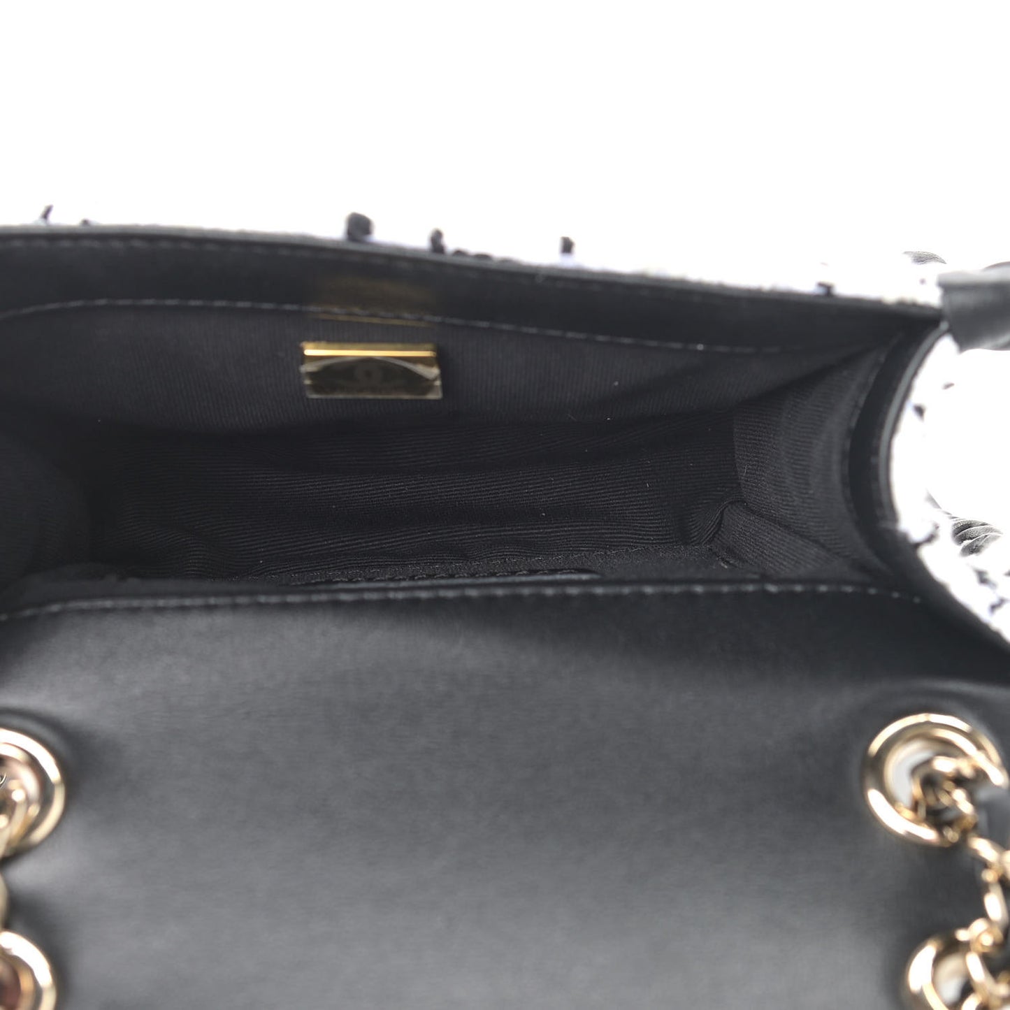 Tweed Braided Calfskin Mini My Own Frame Flap Grey Black
