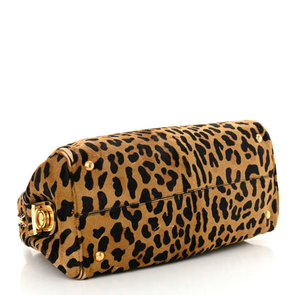 Prada Pony Hair Leopard Print Large Cavallino Miele Moro 4 of 13