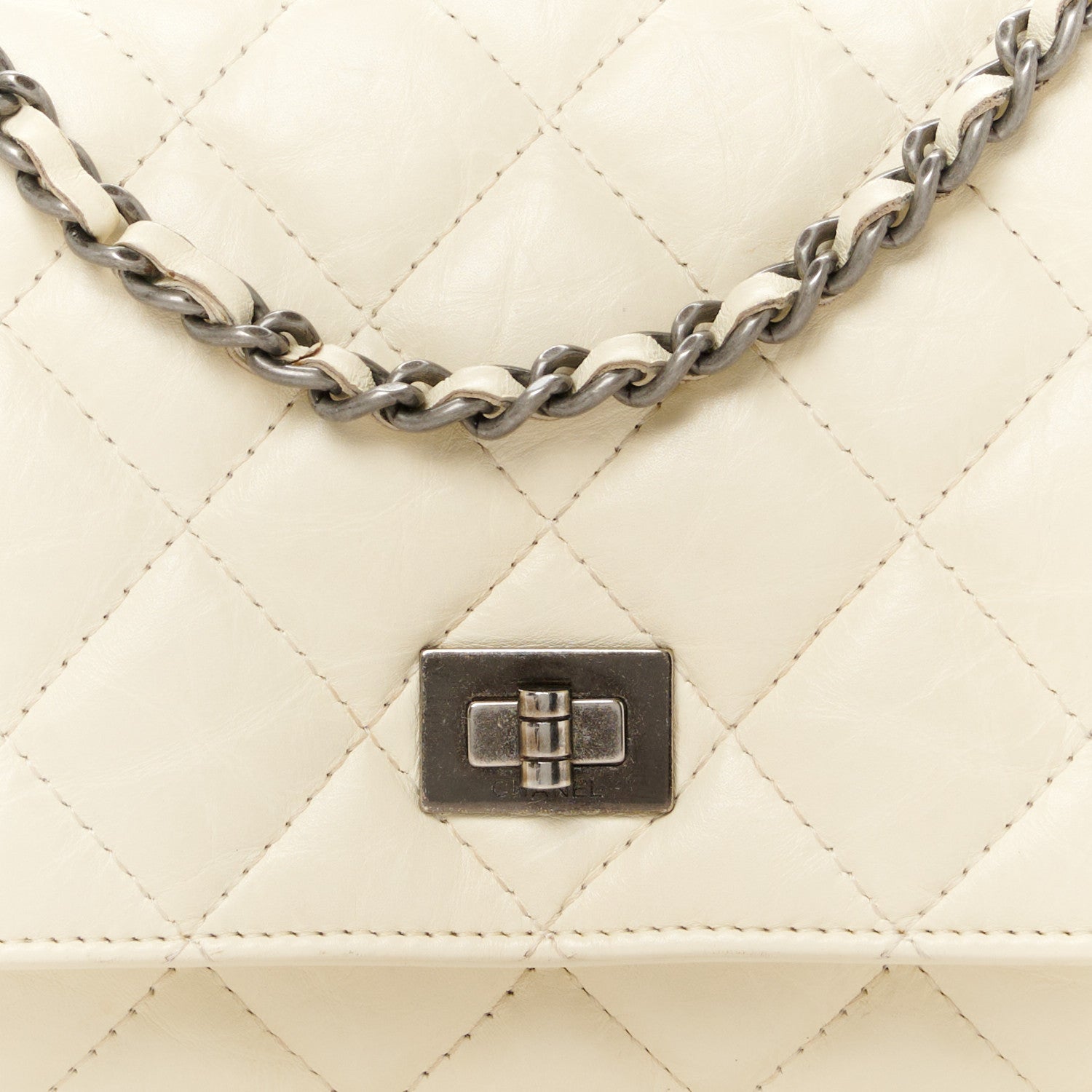 Chanel Aged Calfskin Quilted Reissue Wallet On Chain WOC White 9 of 15