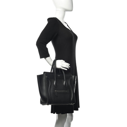 Celine Drummed Calfskin Micro Luggage Black 2 of 9