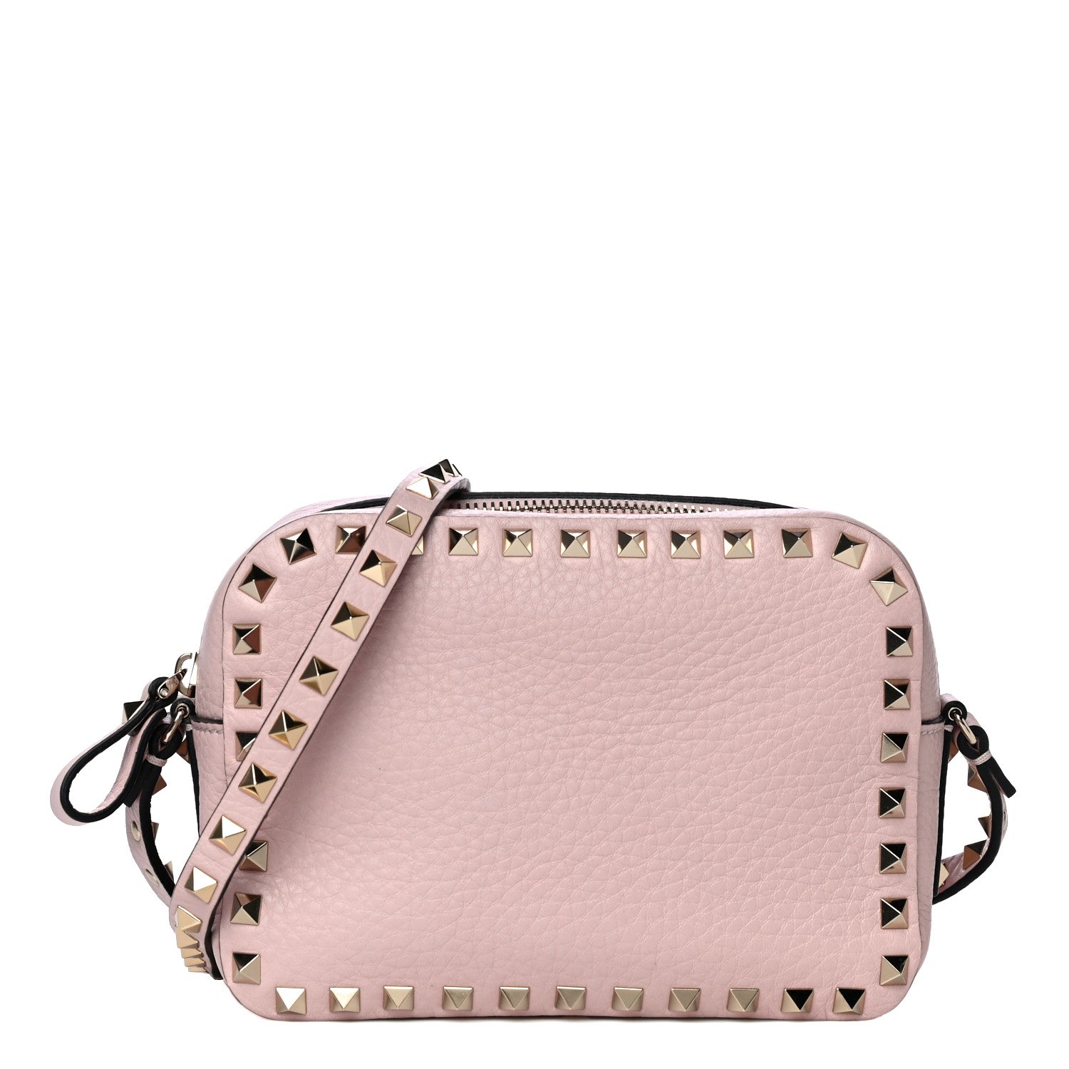 Valentino Garavani Pebbled Calfskin Rockstud Camera Crossbody Bag Water Rose 1 of 10