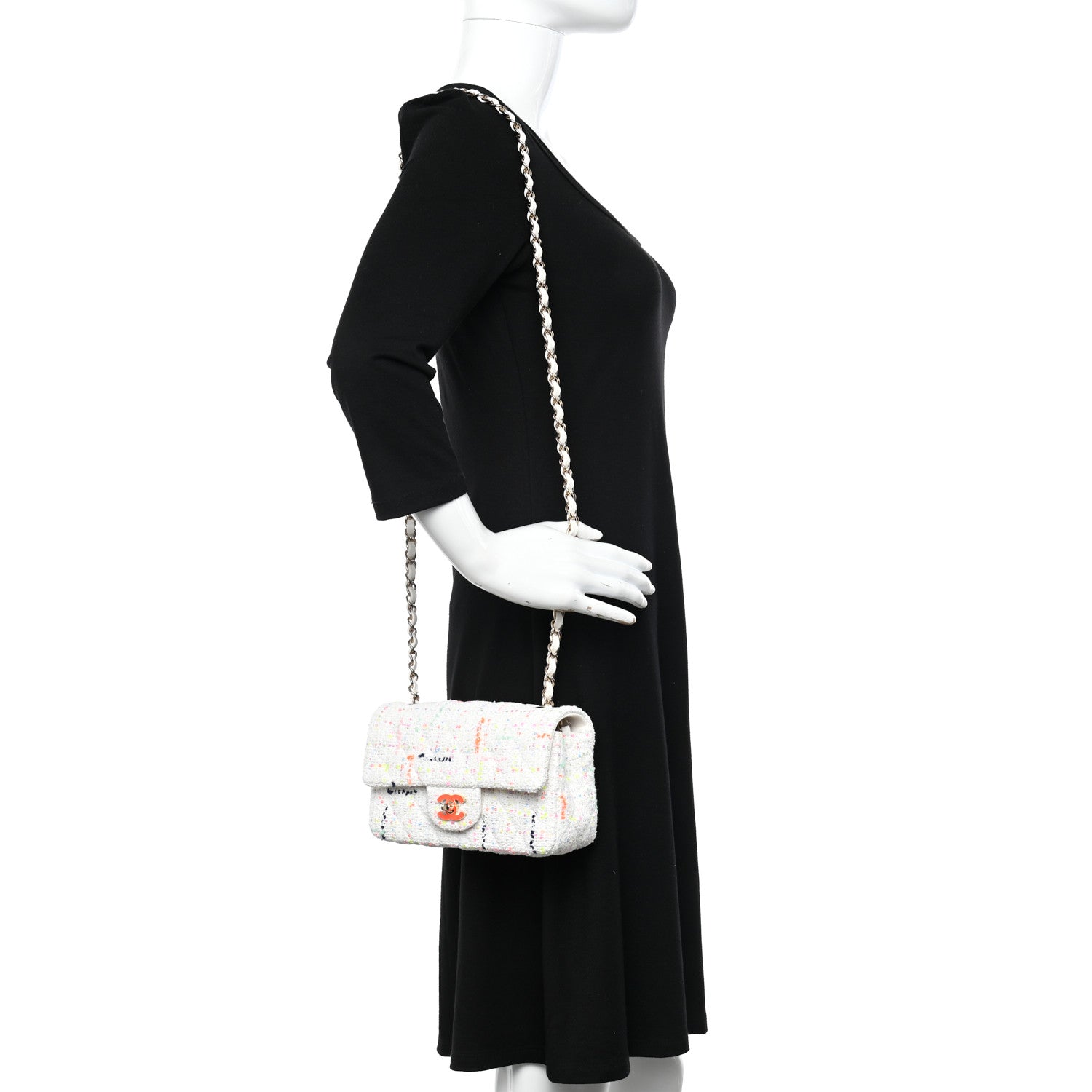 Chanel Tweed Mini Rectangular Flap White Multicolor 2 of 10