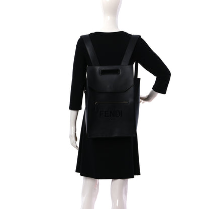 Fendi Vitello Grace Light Logo Fendi Pack Backpack Black 2 of 12