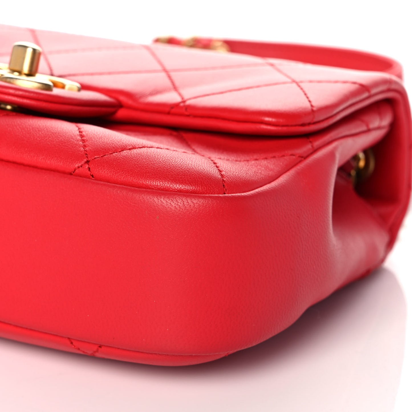 Lambskin Quilted Small In The Loop Handle Flap Bag Red