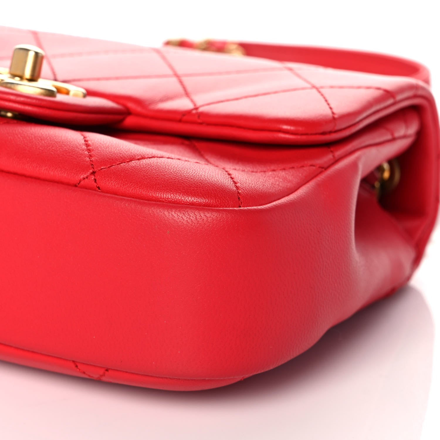 Chanel Lambskin Quilted Small In The Loop Handle Flap Bag Red 9 of 11