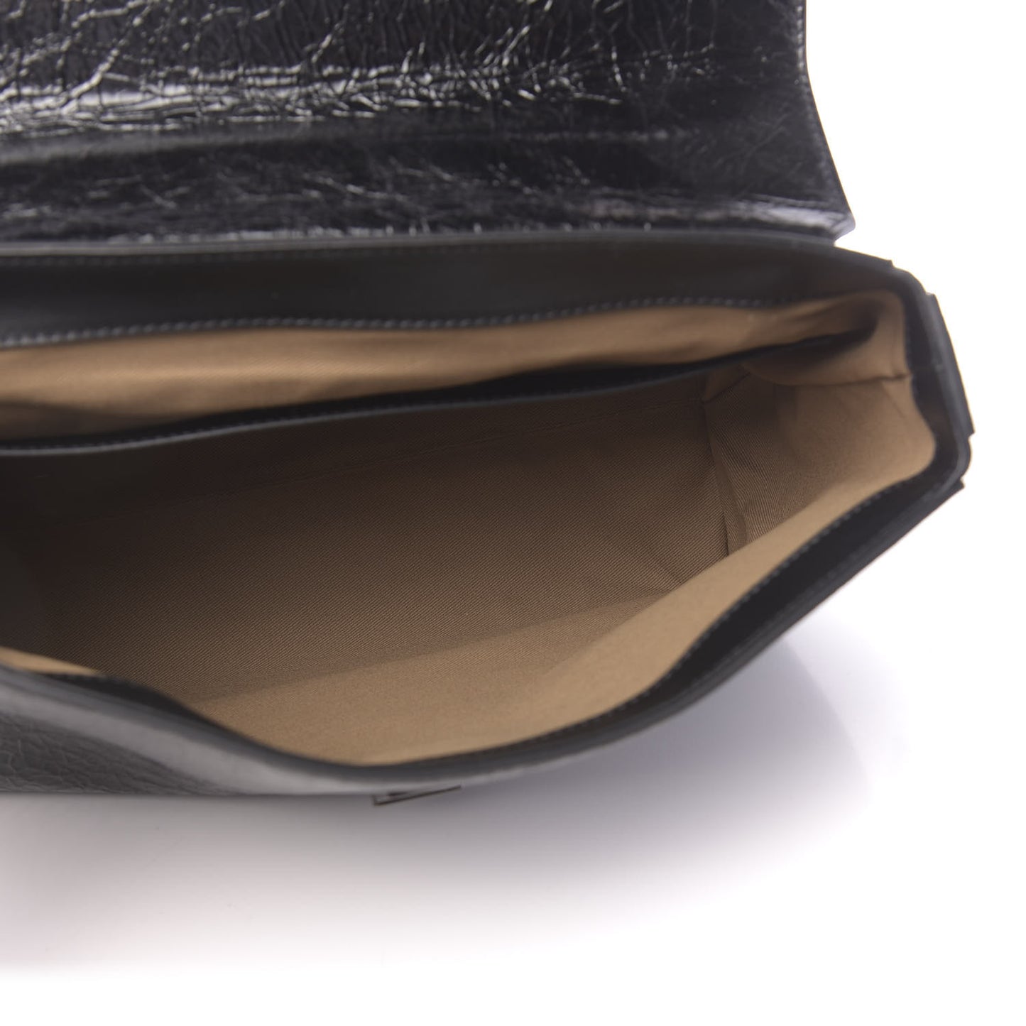 Creased Patent Calfskin Medium ID Flap Black