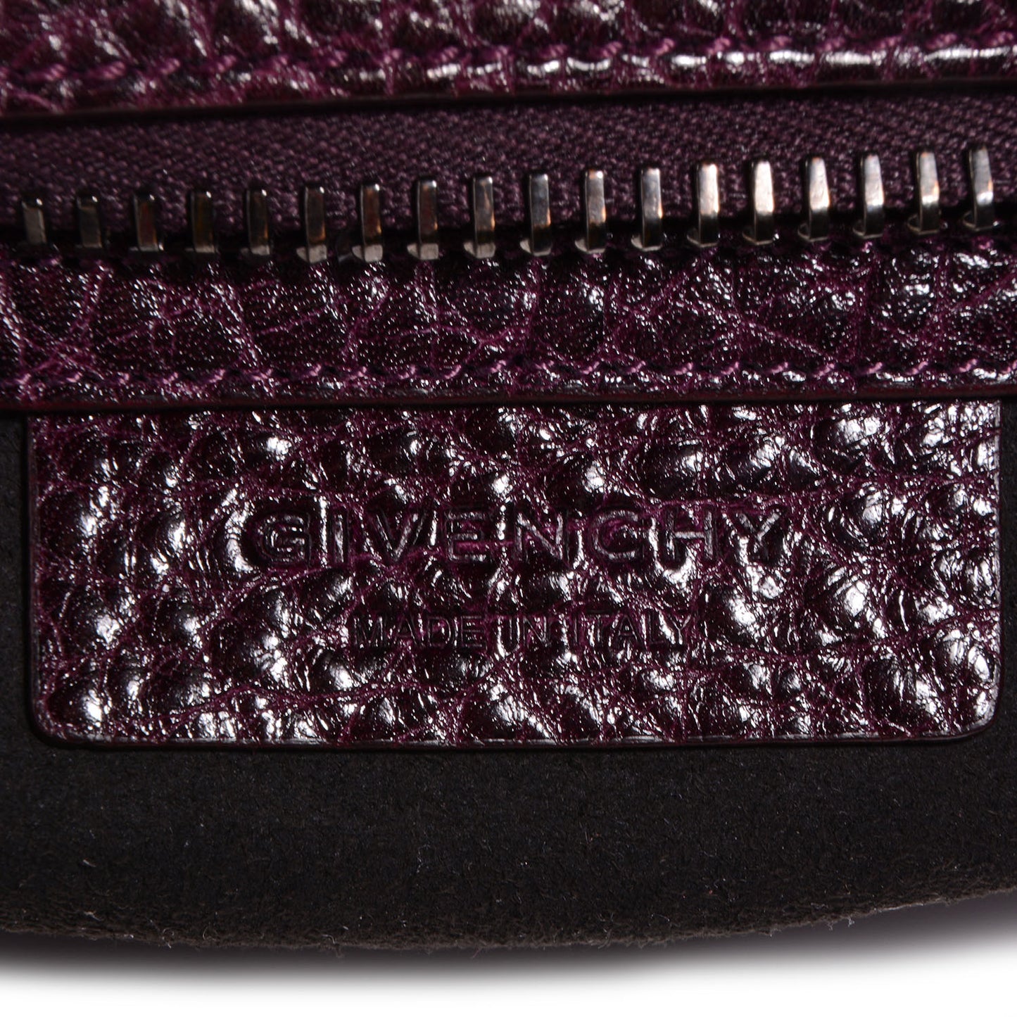 Glazed Pebbled Calfskin Mini Lucrezia Aubergine