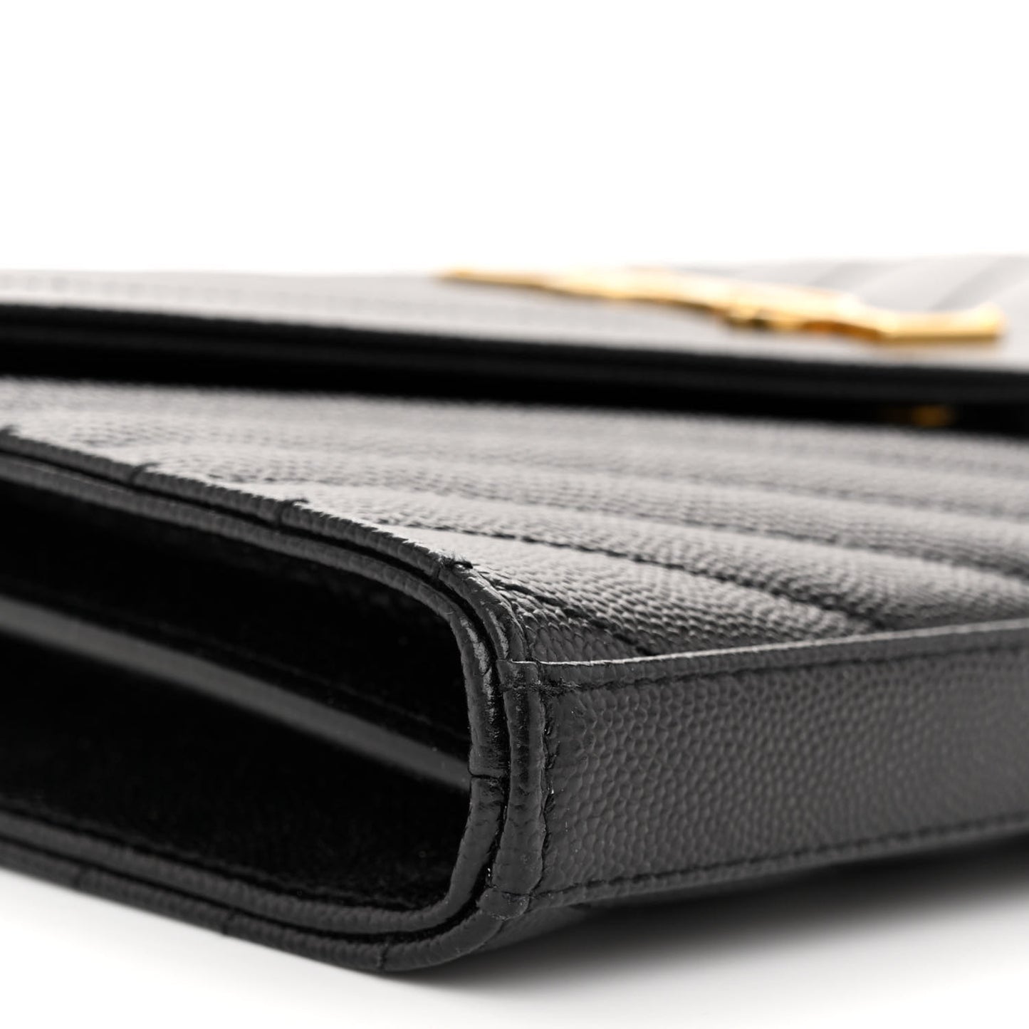 Grain De Poudre Matelasse Chevron Monogram Chain Wallet Black