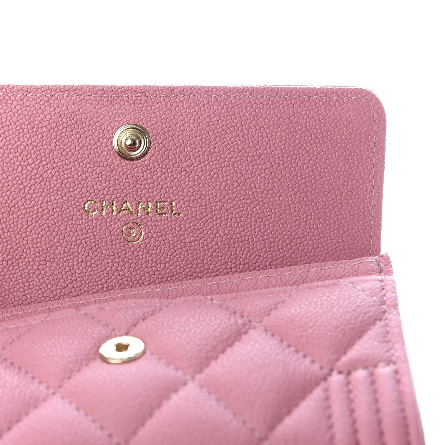 Caviar Quilted Boy Flap Card Holder Wallet Light Pink