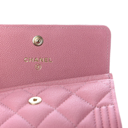 Chanel Caviar Quilted Boy Flap Card Holder Wallet Light Pink 6 of 9