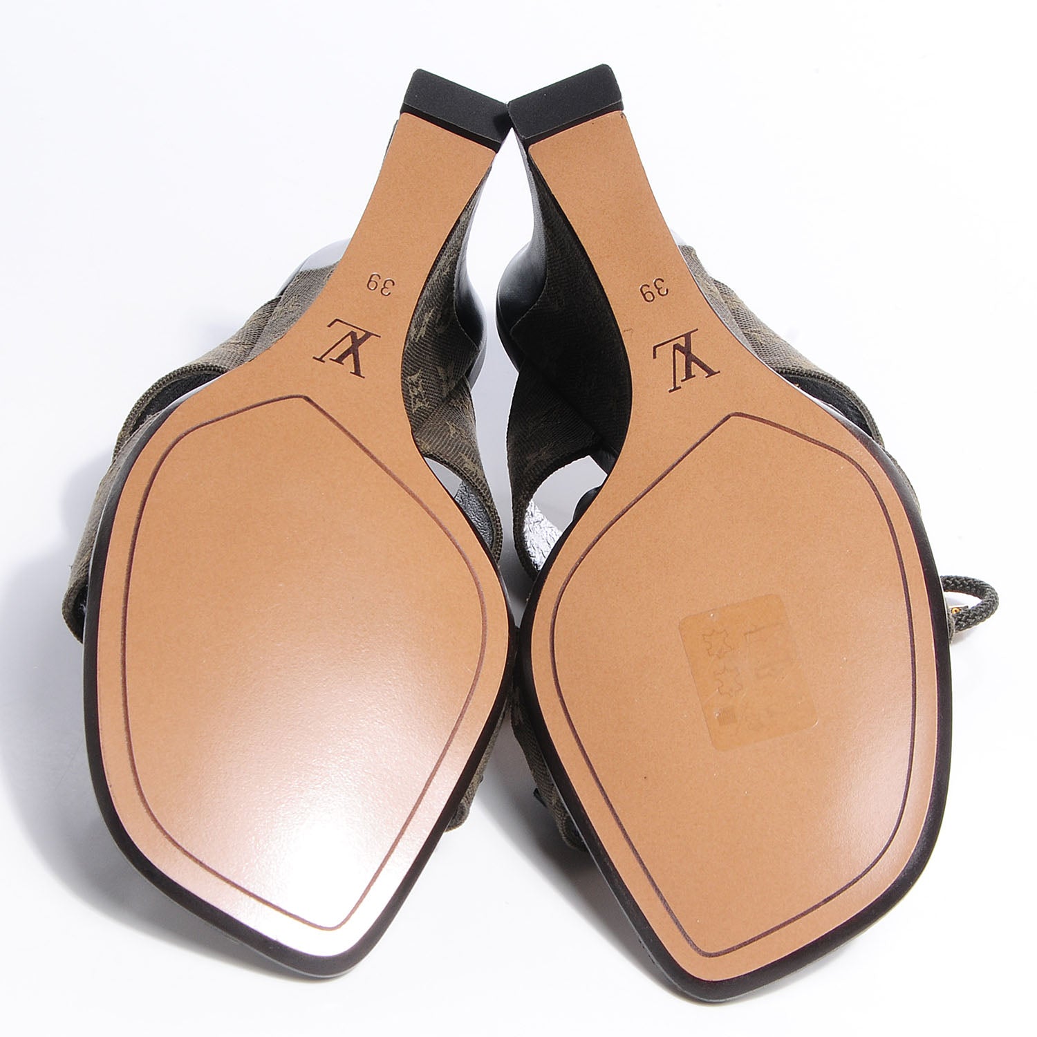 Louis Vuitton Mini Monogram Lace Up Wedge Sandals Kaki 39 5 of 8