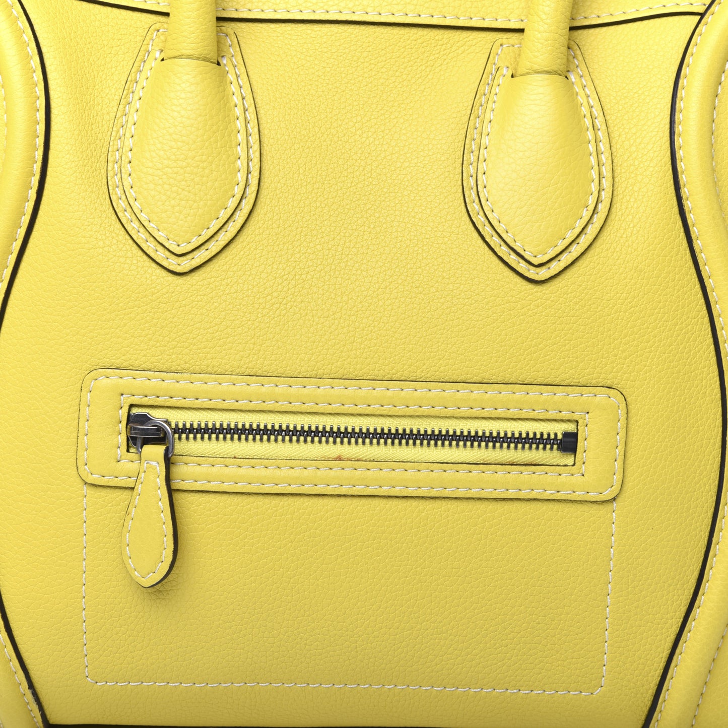 Drummed Calfskin Mini Luggage Citron