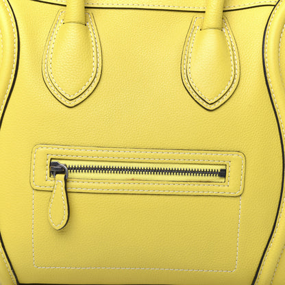 Celine Drummed Calfskin Mini Luggage Citron 14 of 18