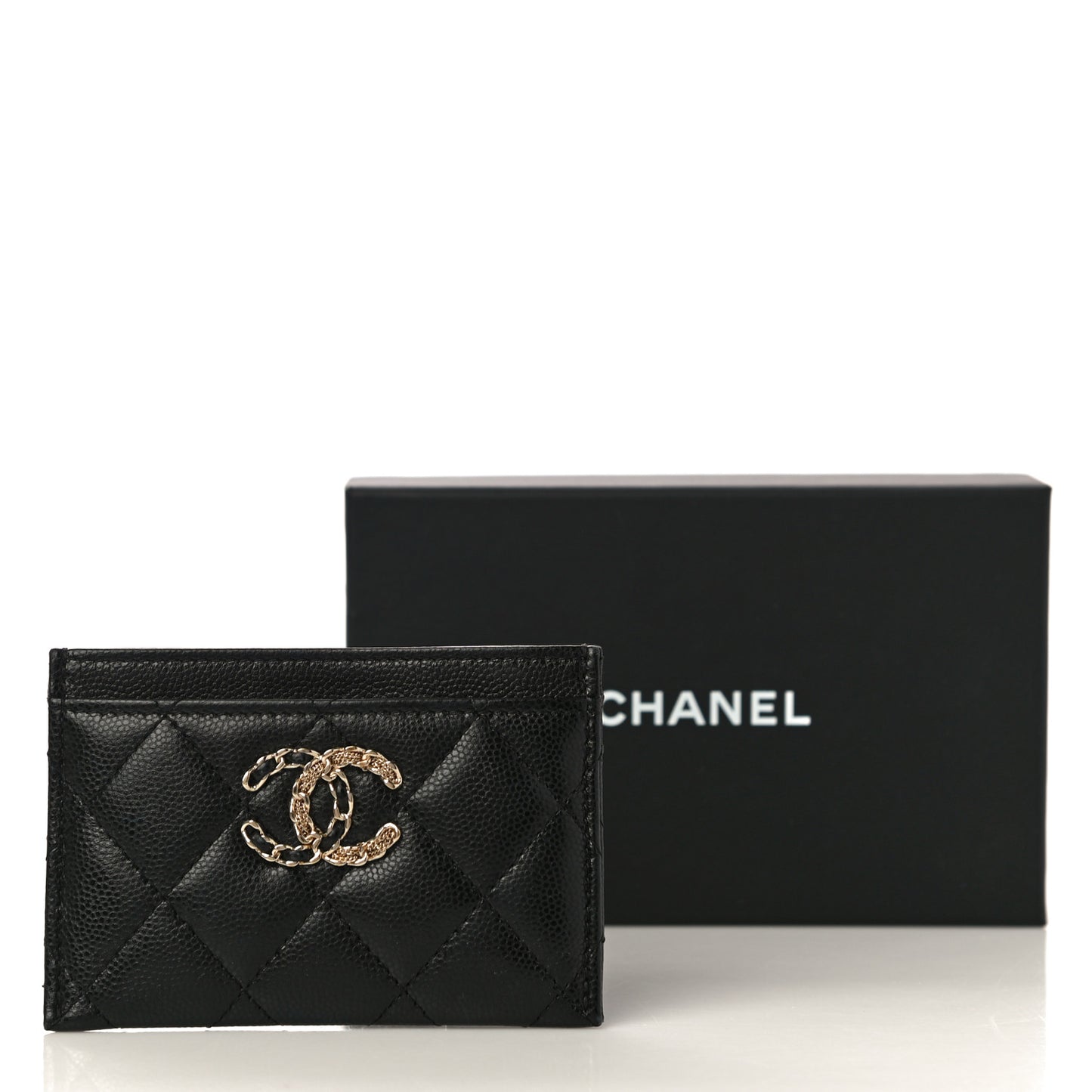 Caviar Quilted French New Wave Card Holder Black