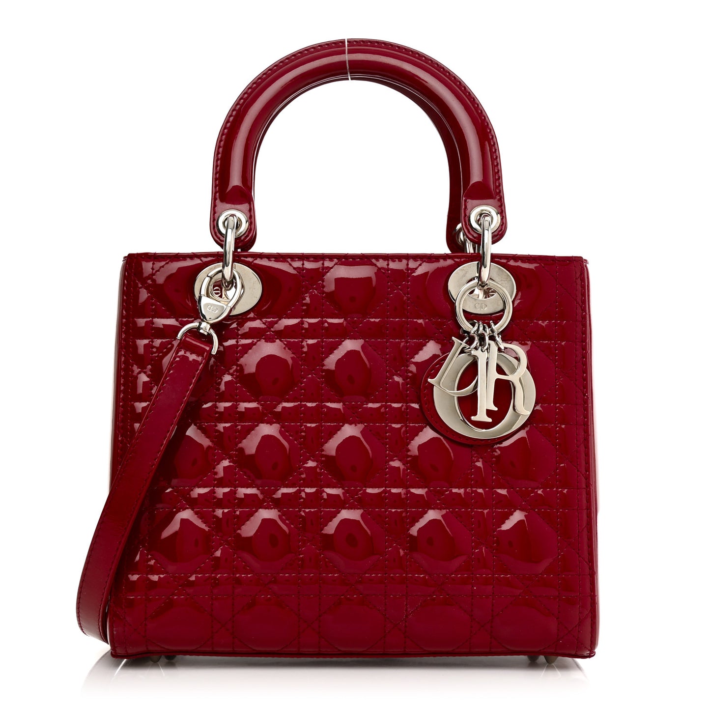 Patent Cannage Medium Lady Dior Red