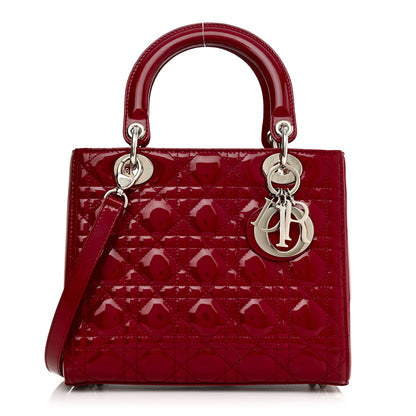 Christian Dior Patent Cannage Medium Lady Dior Red 1 of 10