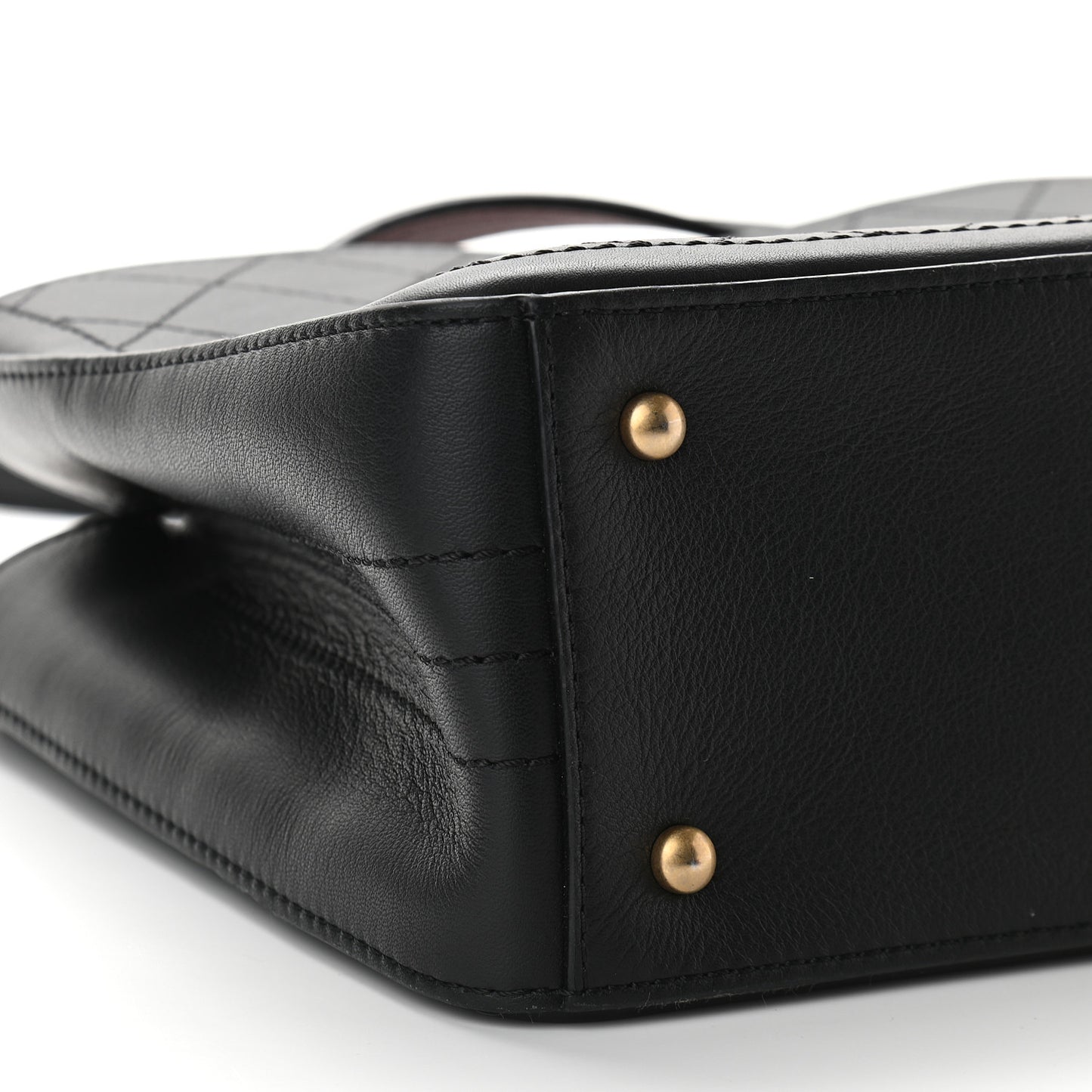 Bullskin Stitched Bi-Color Medium Shopping Tote Black