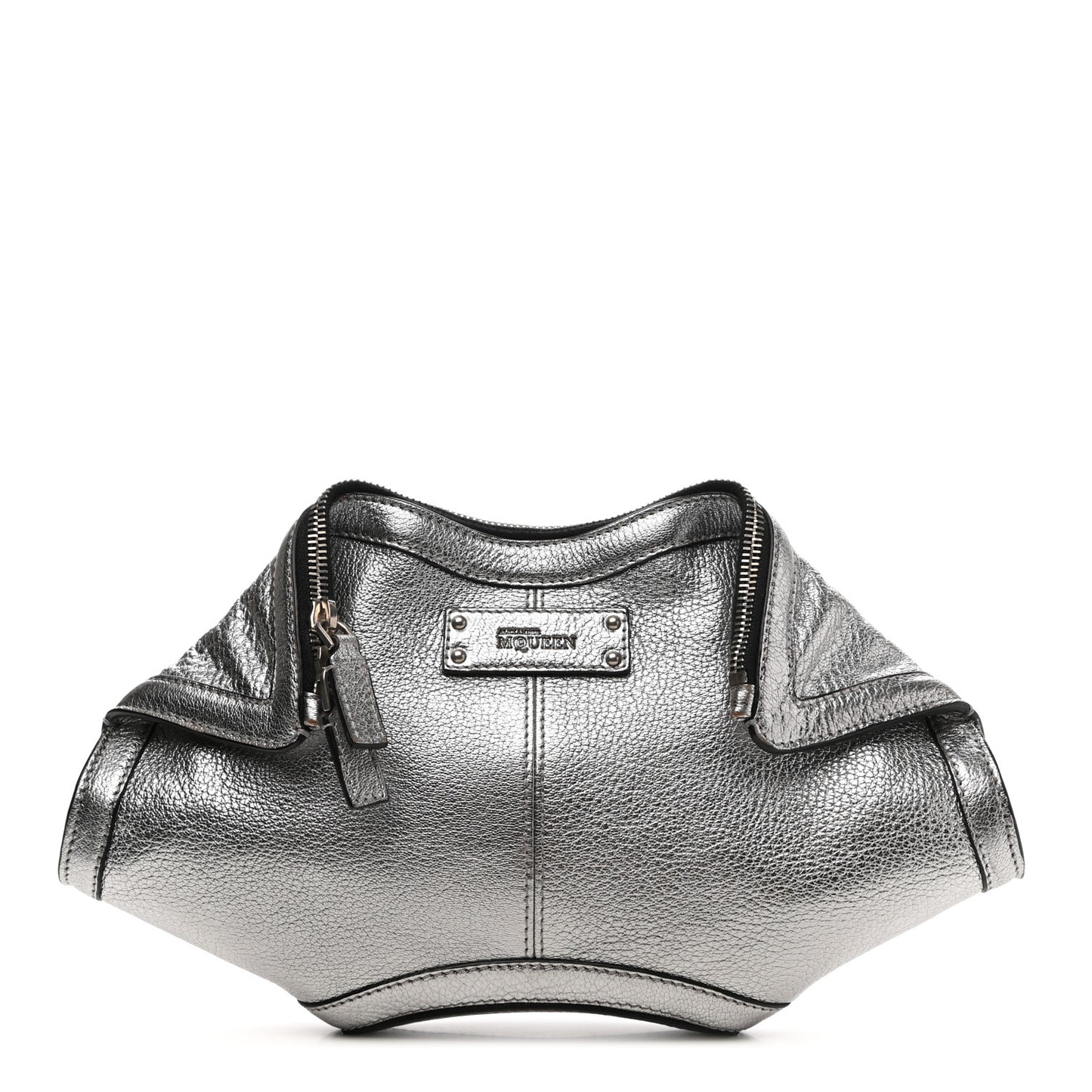 Metallic Lambskin De Manta Clutch Silver