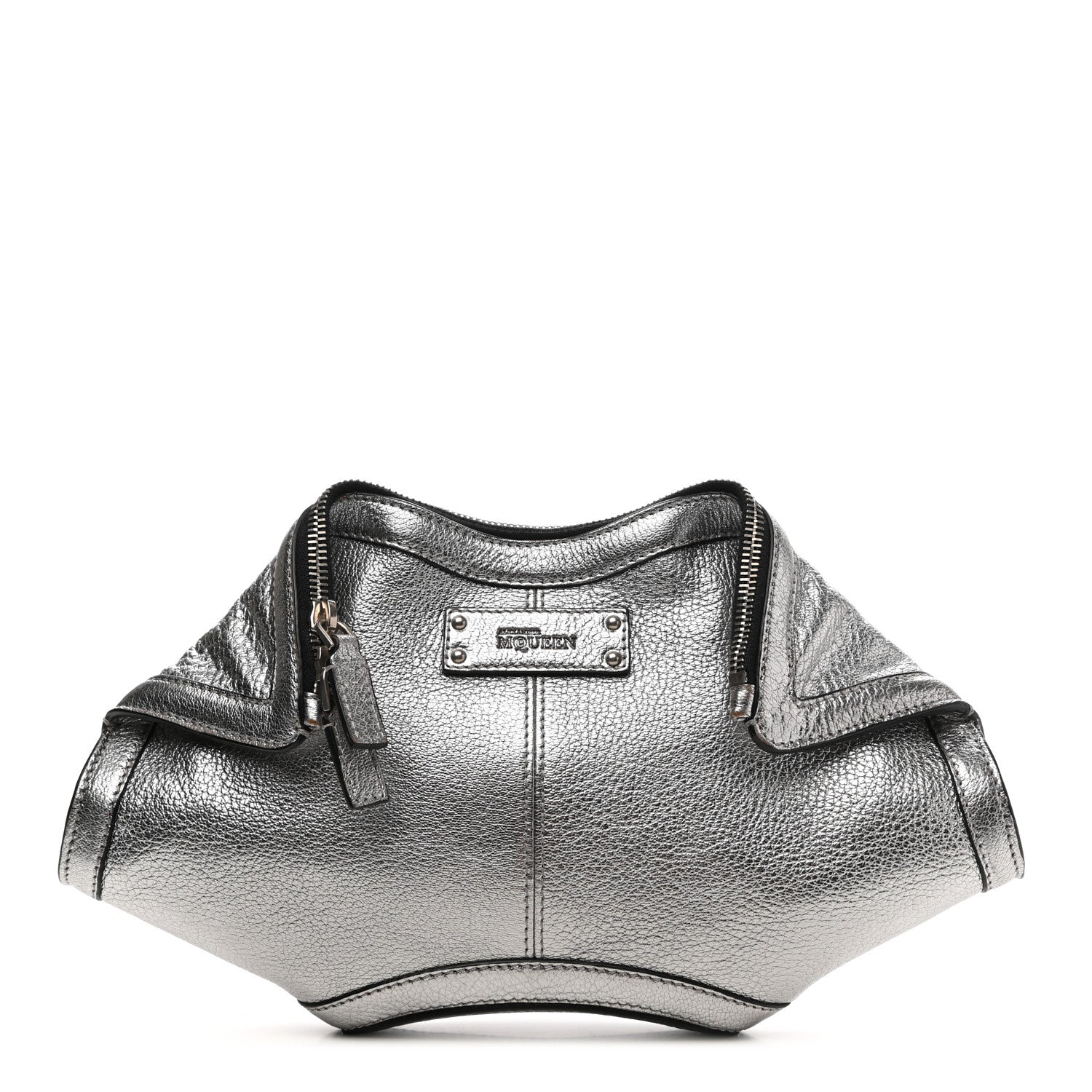 Alexander McQueen Metallic Lambskin De Manta Clutch Silver 1 of 11