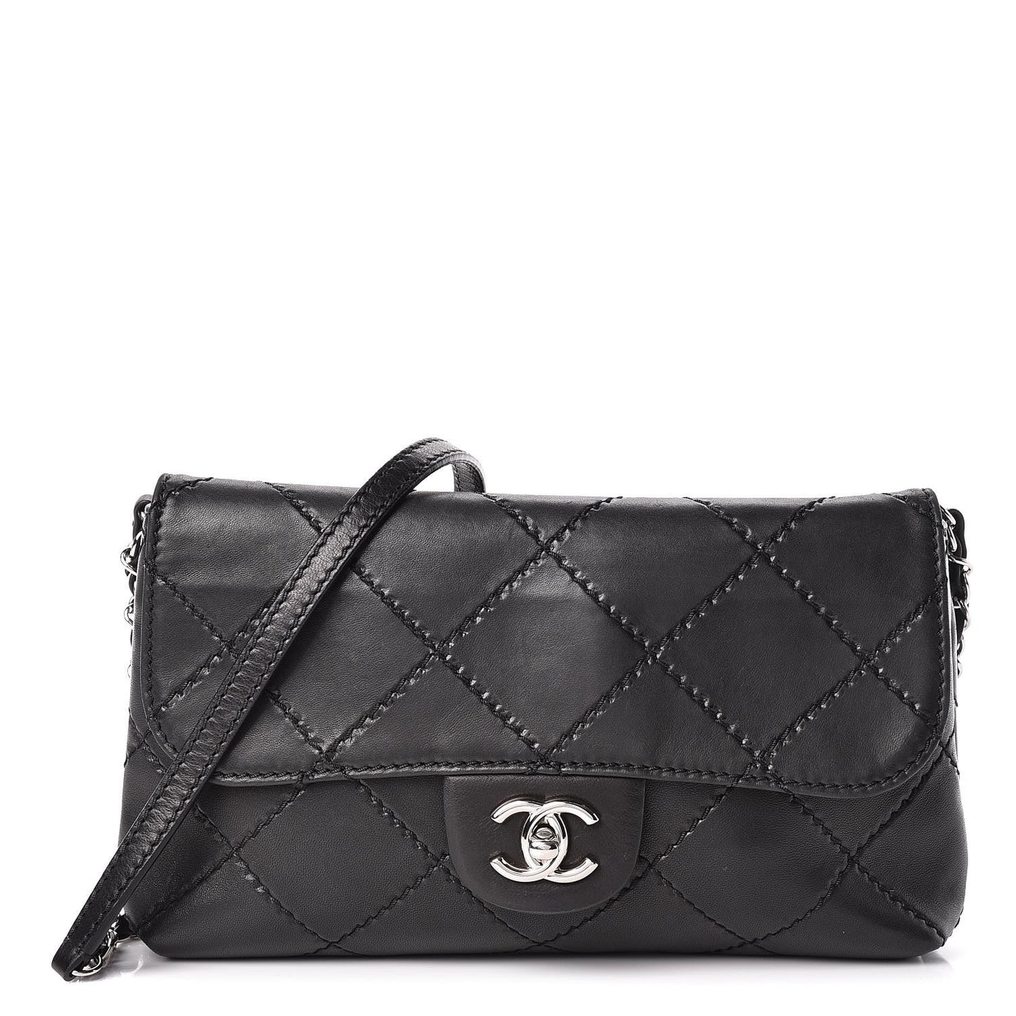 Lambskin Medium Ultimate Stitch Flap Black