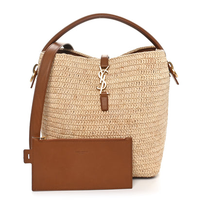 Saint Laurent Raffia Vegetable Le 37 Bucket Bag Naturel Brick 2 of 11