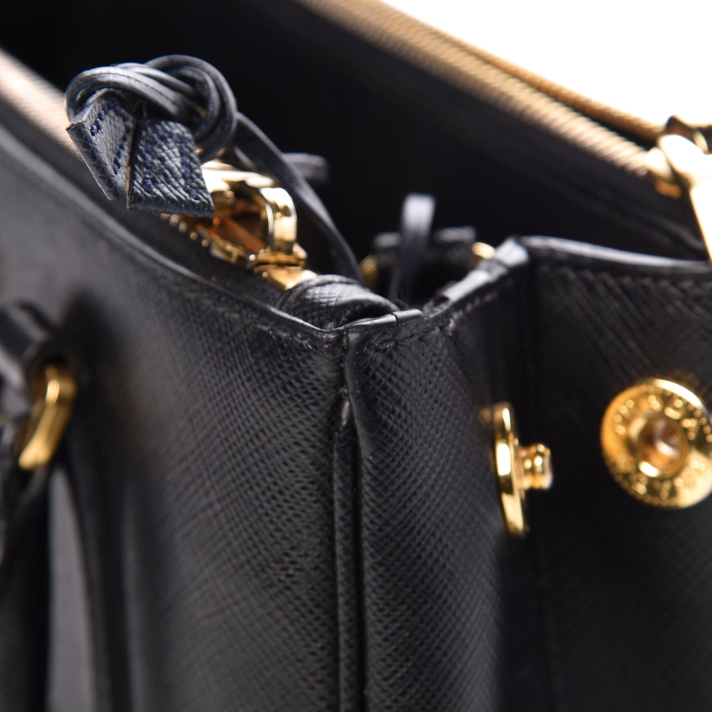 Saffiano Mini Galleria Double Zip Tote Black