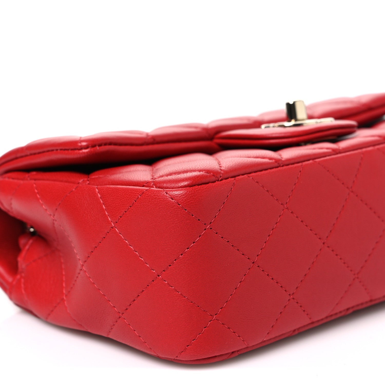 Chanel Lambskin Quilted Mini Rectangular Flap Red 9 of 11